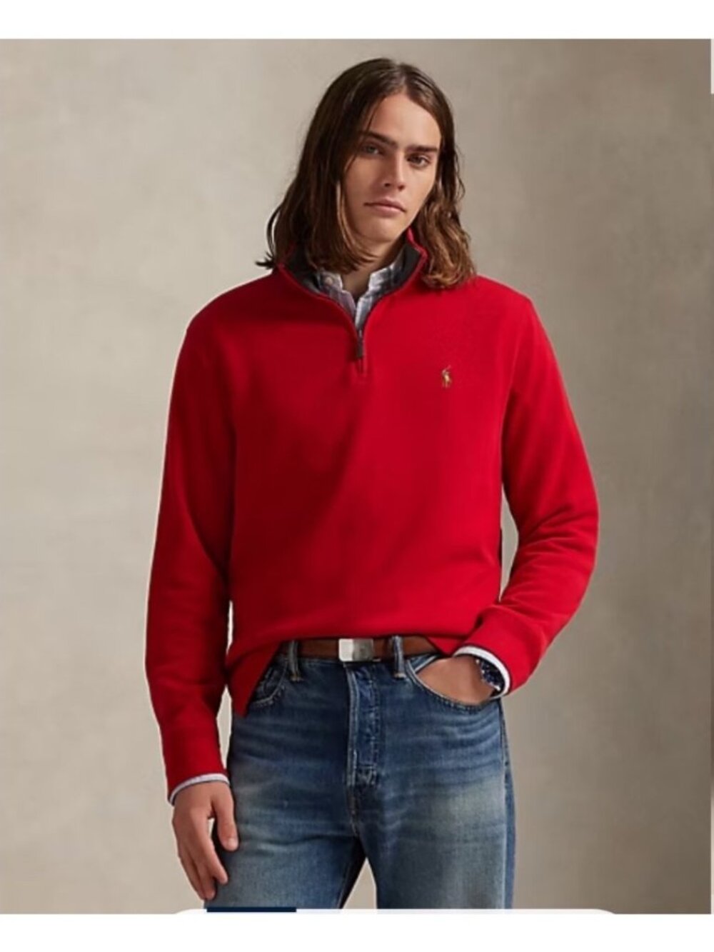 Polo Ralph Lauren Men’s Size XL Red 1/4 Zip Estate Ribbed Pullover Long Sleeve